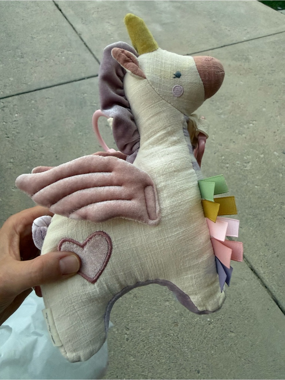 Itzy Ritzy Plush Ivory and Lavender Unicorn Baby Toy